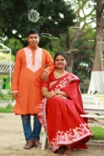 ধুপিয়ান সিল্ক শাড়ি – লাল ঐতিহ্যে সাদা শিল্পের ছোঁয়া - Image 4