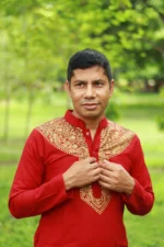 আলপনা পাঞ্জাবি (পলাশ কাজ) – খয়েরি Cotton Panjabi