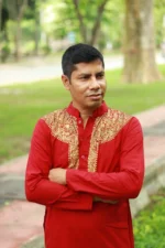 আলপনা পাঞ্জাবি (পলাশ কাজ) – খয়েরি Cotton Panjabi - Image 2