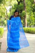 Neel Pakhi হাফ সিল্ক – হ্যান্ড পেইন্টেড ঐতিহ্য আর আধুনিকতার নীল গাঁথুনি - Image 3