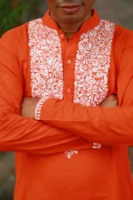 আলপনা পাঞ্জাবি – কমলা প্রাণবন্ত Cotton Panjabi