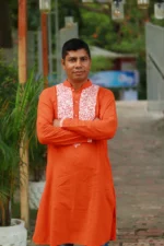 আলপনা পাঞ্জাবি – কমলা প্রাণবন্ত Cotton Panjabi - Image 2