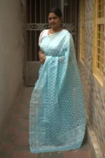 Nilabho Semi-Muslin – নীল-সাদা ব্লকে নরম অথচ রাজকীয় এক ছোঁয়া - Image 2