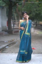 Nayantara Muslin – সবুজ-নীল ব্লকে শান্ত লাবণ্য - Image 4