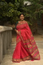 Raktabindu Muslin – রক্তরাঙা লালে শোভিত হাতের ব্লকপ্রিন্ট শাড়ি